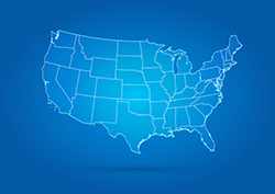 united states map in blue